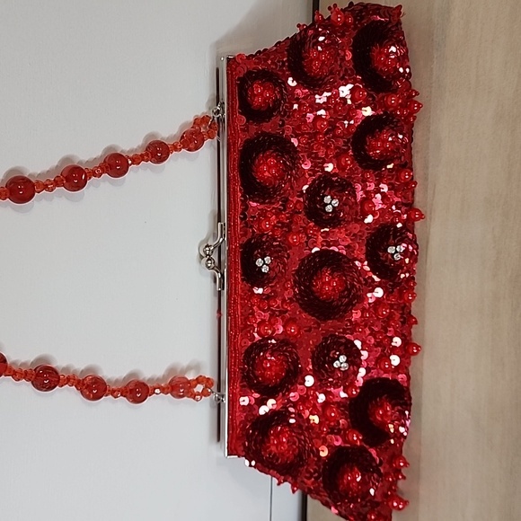 Max Mayer Red Sequined & Beaded Purse - Picture 3 of 6